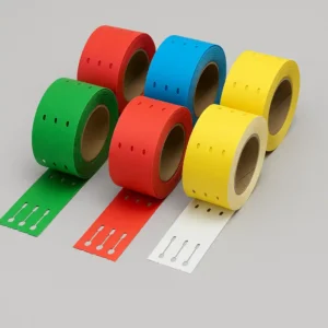 rollos etiquetas agujero en cruz